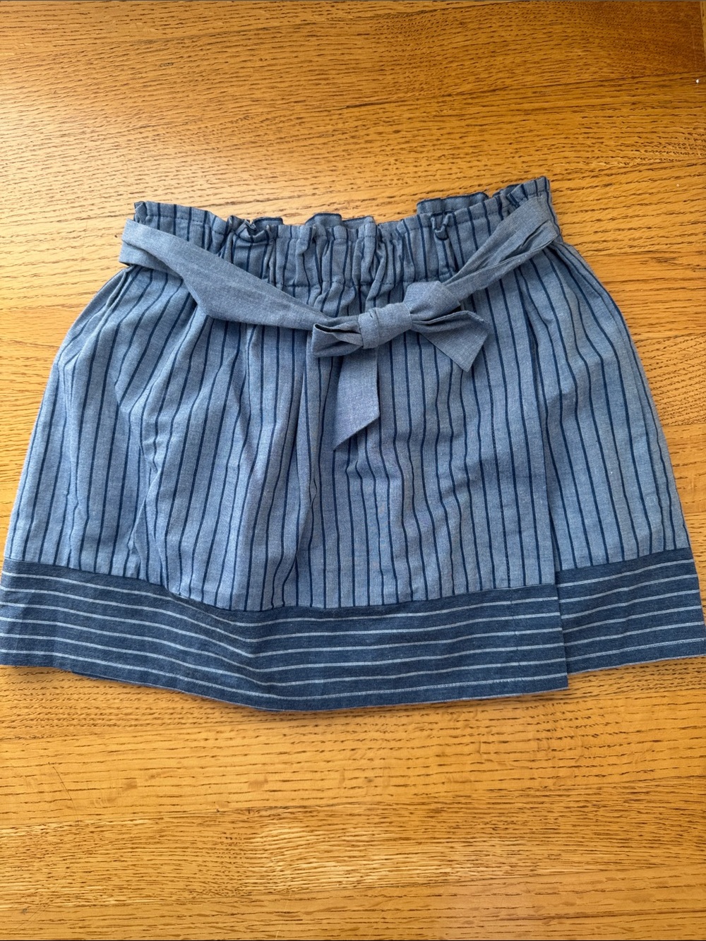 Girls' Navy and Light Blue Striped Tie-Waist Skirt